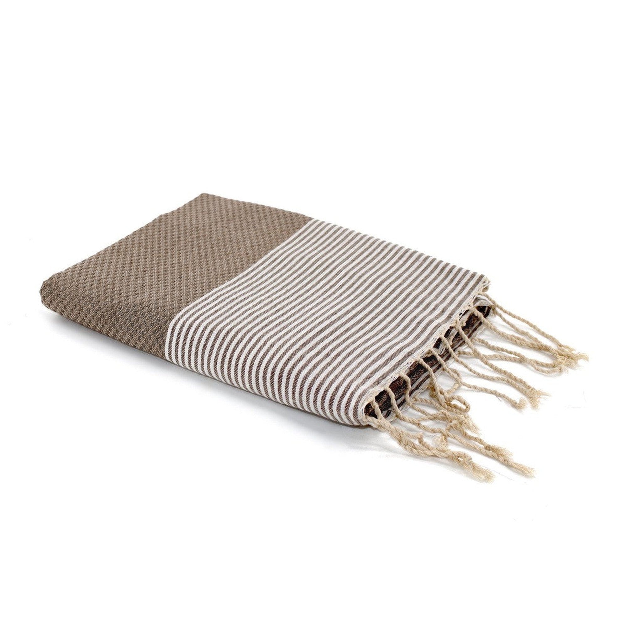 Honeycomb cotton fouta 100x200 IBIZA light taupe