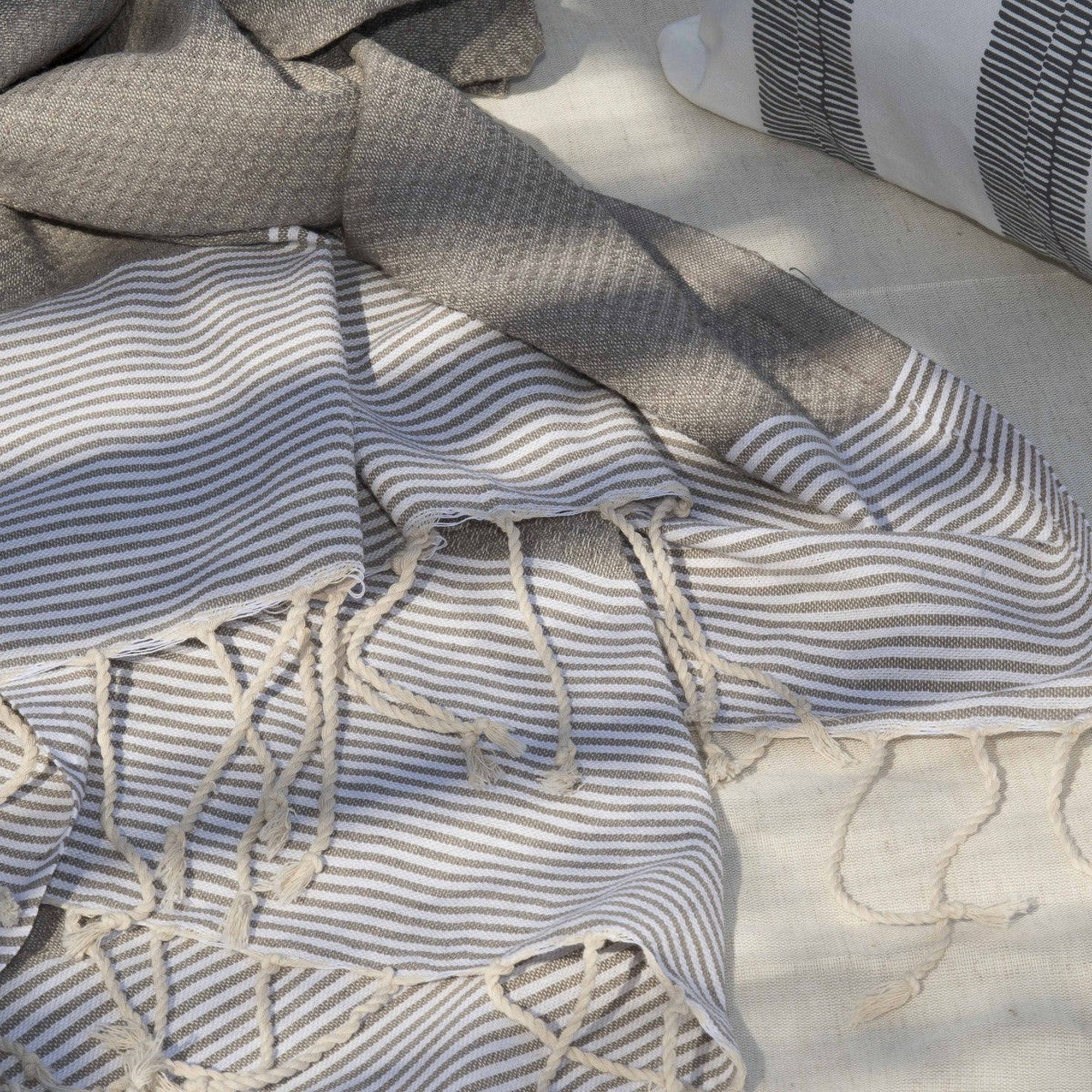 Honeycomb cotton fouta 100x200 IBIZA light taupe