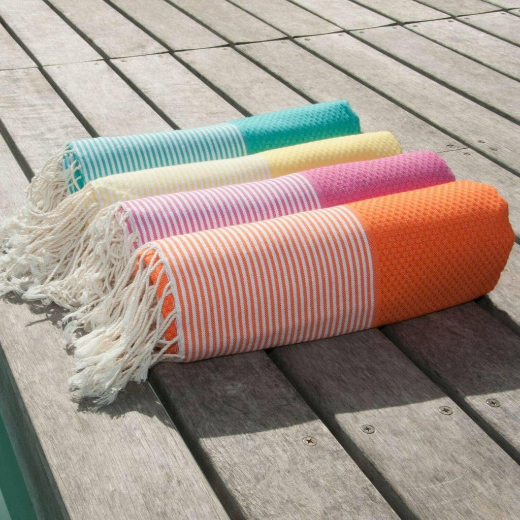 Honeycomb cotton fouta 100x200 IBIZA tangerine orange