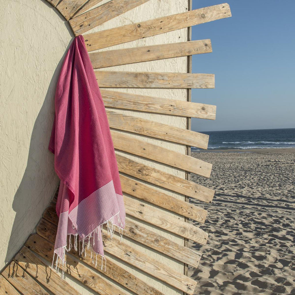 Honeycomb cotton fouta 100x200 IBIZA fuchsia pink