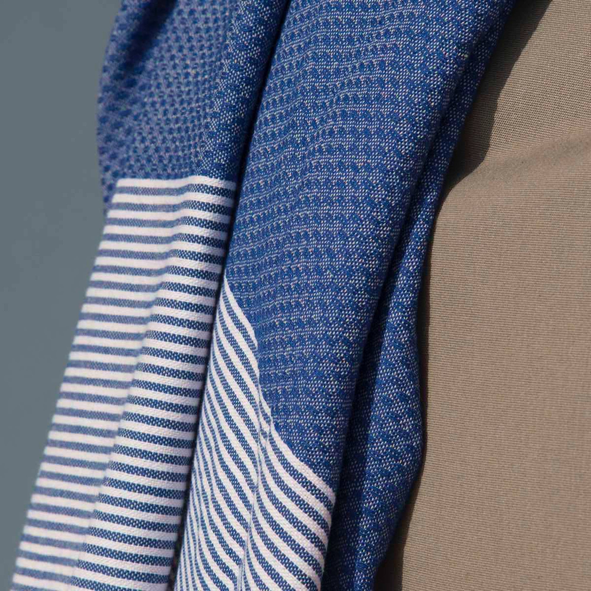 Honeycomb cotton fouta 100x200 IBIZA Greek blue