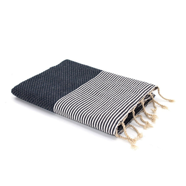 Fouta de algodón nido de abeja 100x200 IBIZA azul denim