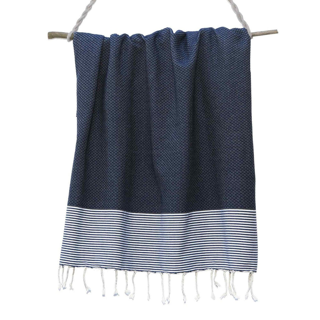 Honeycomb cotton fouta 100x200 IBIZA denim blue