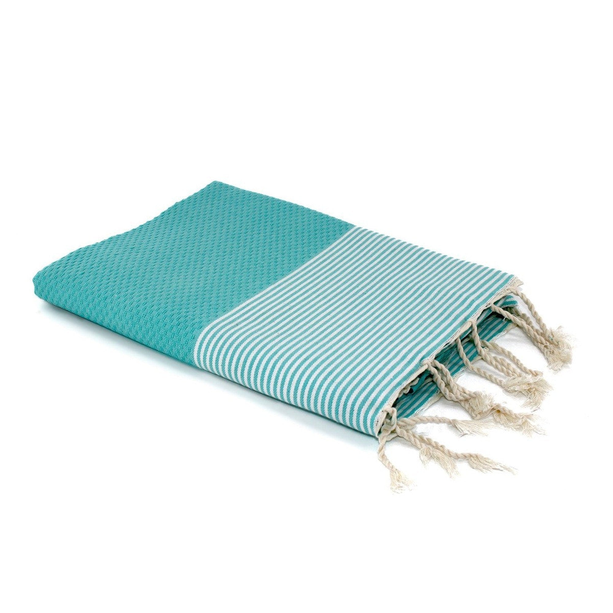 Honeycomb cotton fouta 100x200 IBIZA turquoise green