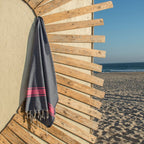 Fouta Bicolor - Algodón - Azul Denim / Rosa Fucsia - St Tropez
