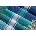 Two-tone Fouta - Cotton - Greek Blue / Turquoise Green - St Tropez