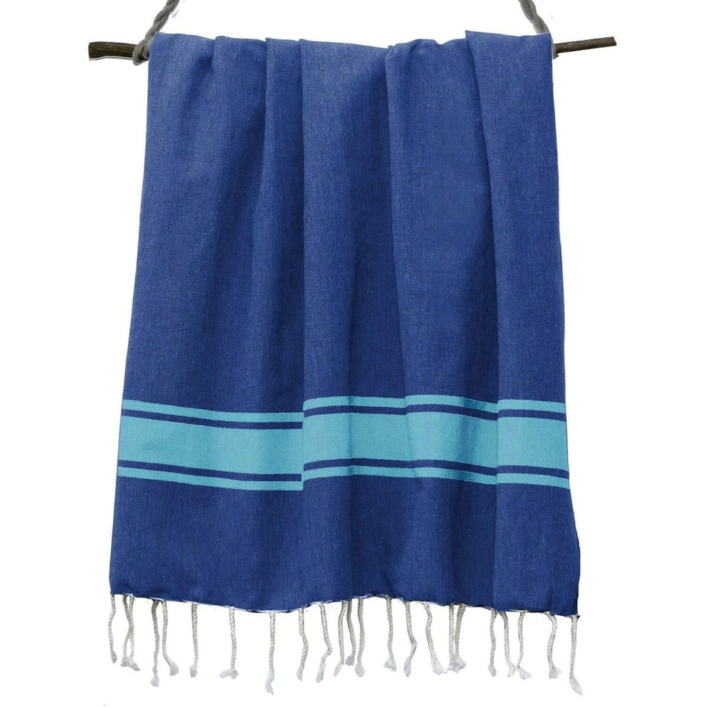 Two-tone Fouta - Cotton - Greek Blue / Turquoise Green - St Tropez