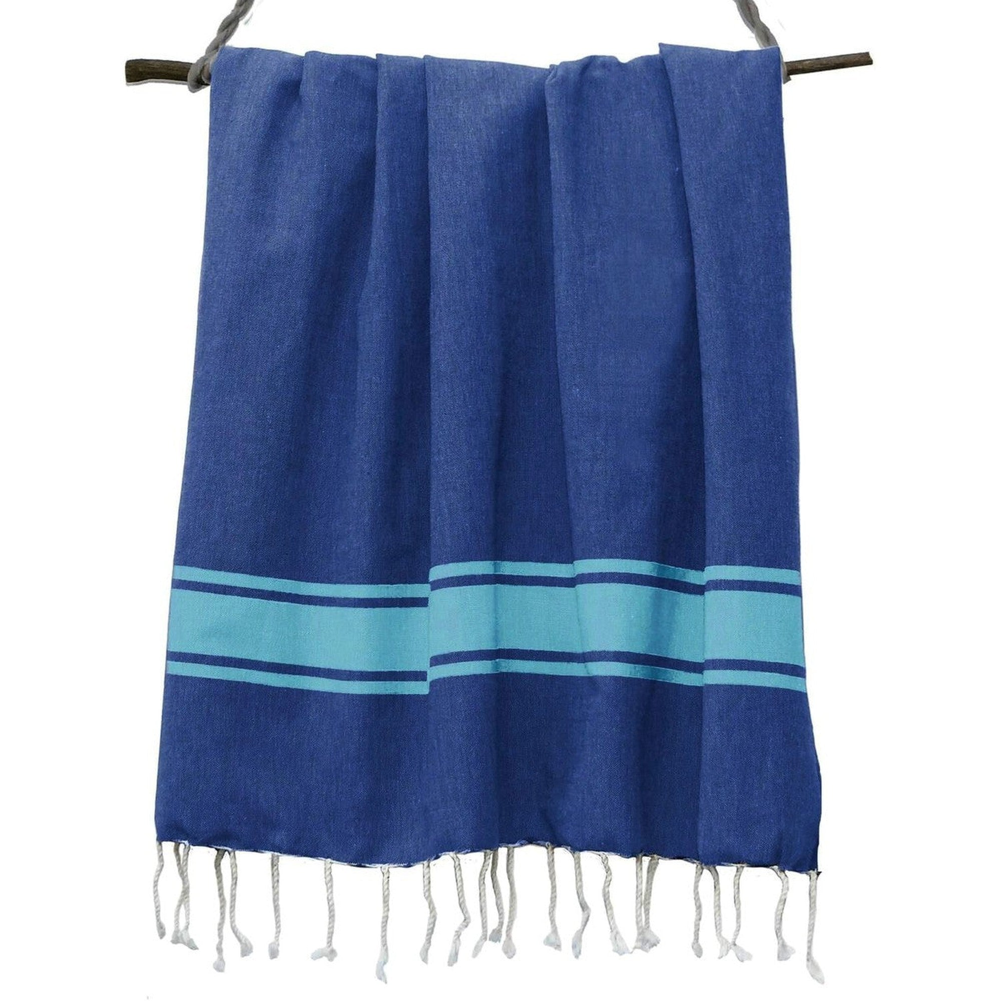 Two-tone Fouta - Cotton - Greek Blue / Turquoise Green - St Tropez