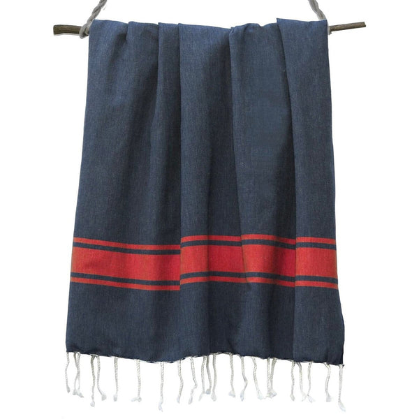 St Tropez - Fouta bicolor - Azul Denim/Rojo