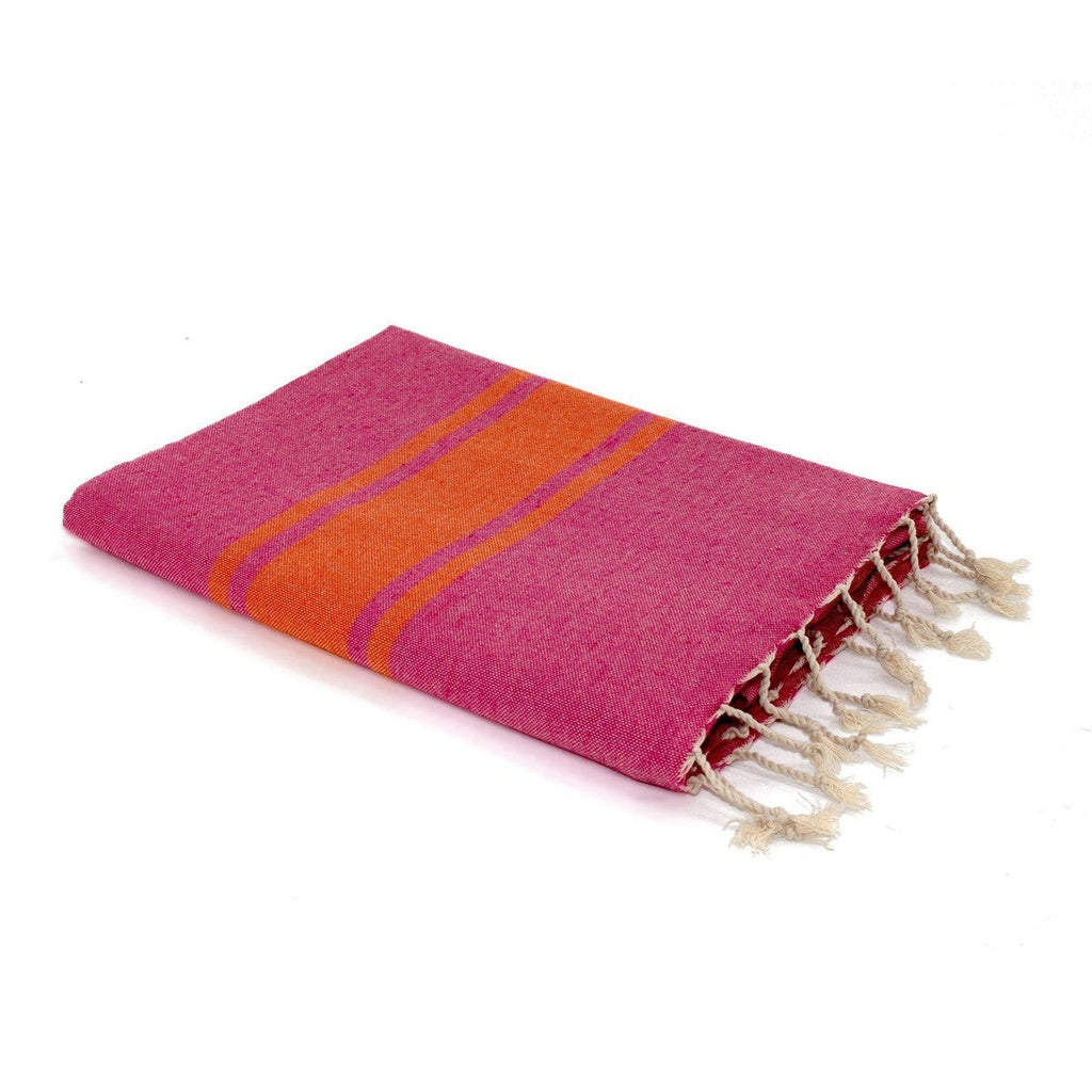 Fouta Bicolore Coton 100X200 St Tropez Rose Fuchsia / Orange
