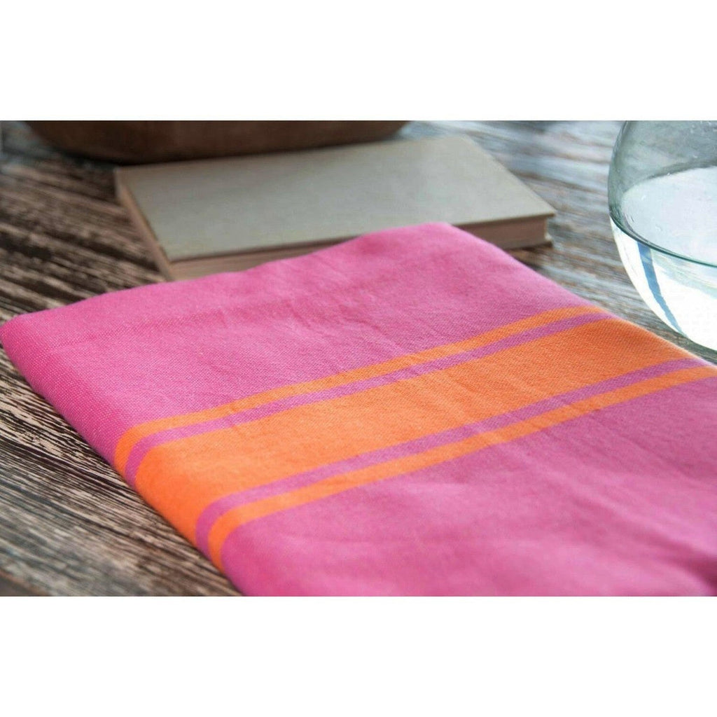 Fouta Bicolore Coton 100X200 St Tropez Rose Fuchsia / Orange
