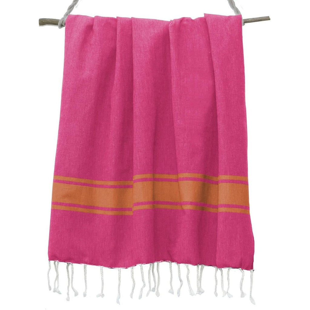 Fouta Bicolore Coton 100X200 St Tropez Rose Fuchsia / Orange