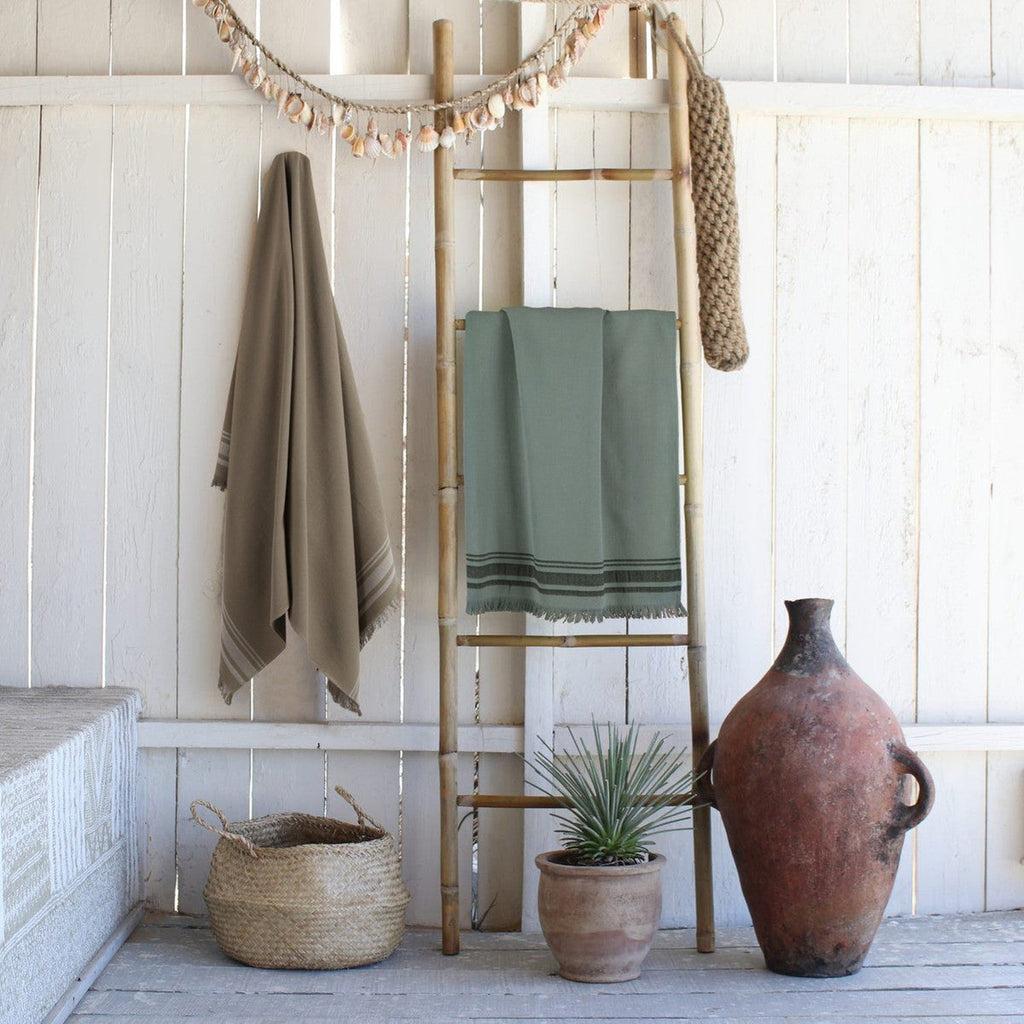 Fouta Felpa Algodón 100X180 - Faro - Verde Liquen / Greige