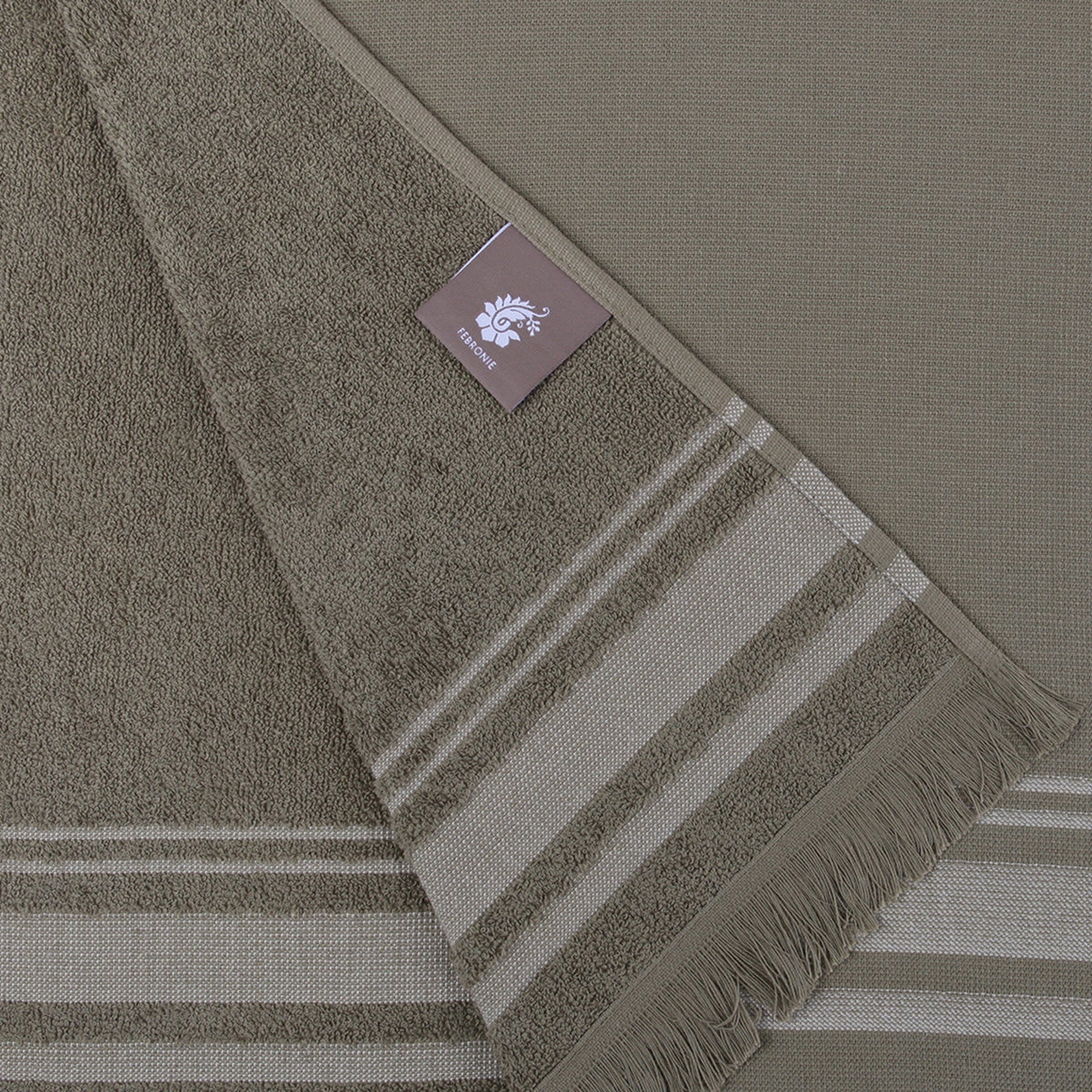Fouta Felpa Algodón 100X180 - Faro - Verde Liquen / Greige