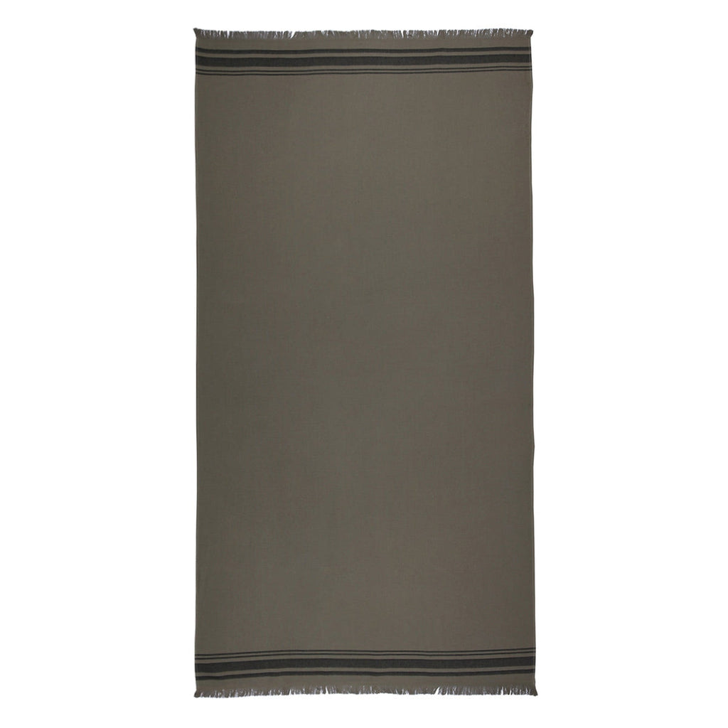Fouta Cotton Terry Towel 100x180 - Faro - Lichen Green / Black