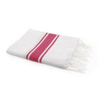 Fouta blanche coton 100x200 ST TROPEZ blanc / rose fuchsia