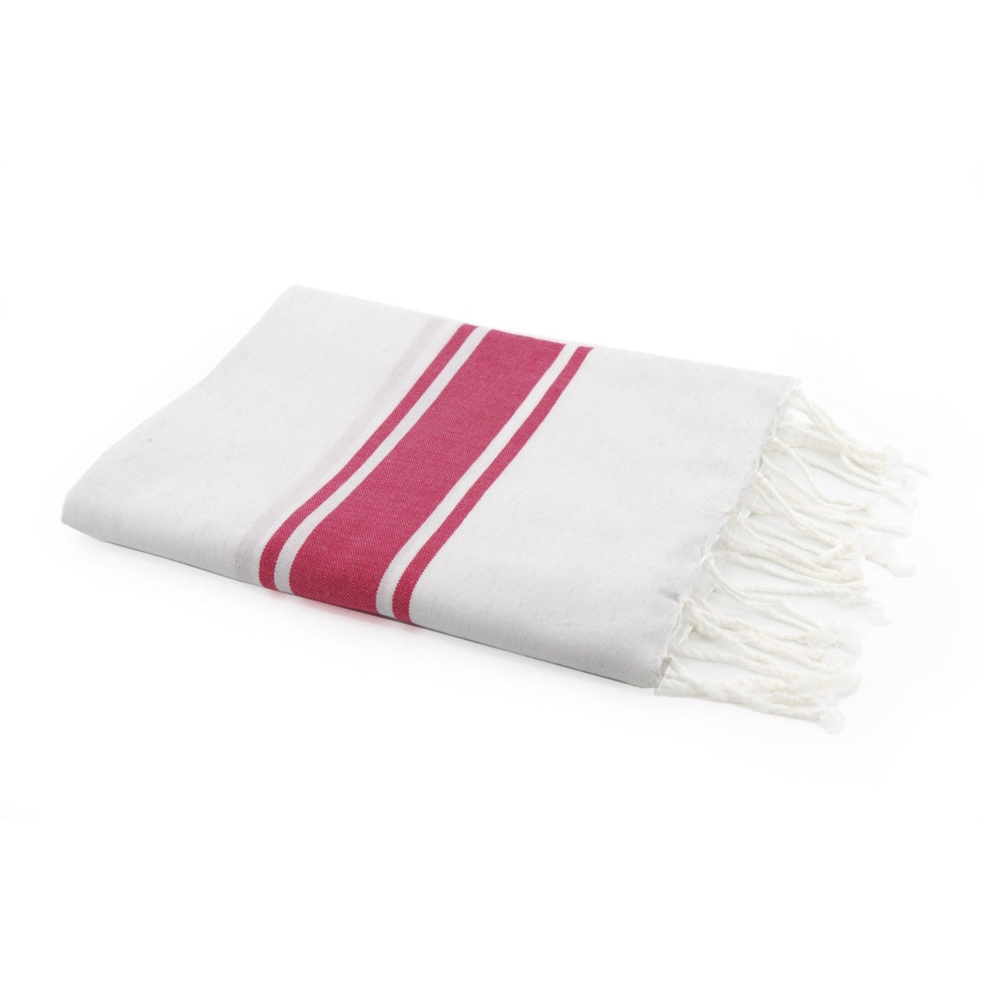 Fouta blanche coton 100x200 ST TROPEZ blanc / rose fuchsia