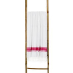 Fouta blanche coton 100x200 ST TROPEZ blanc / rose fuchsia