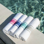Fouta blanche coton 100x200 ST TROPEZ blanc / rose fuchsia
