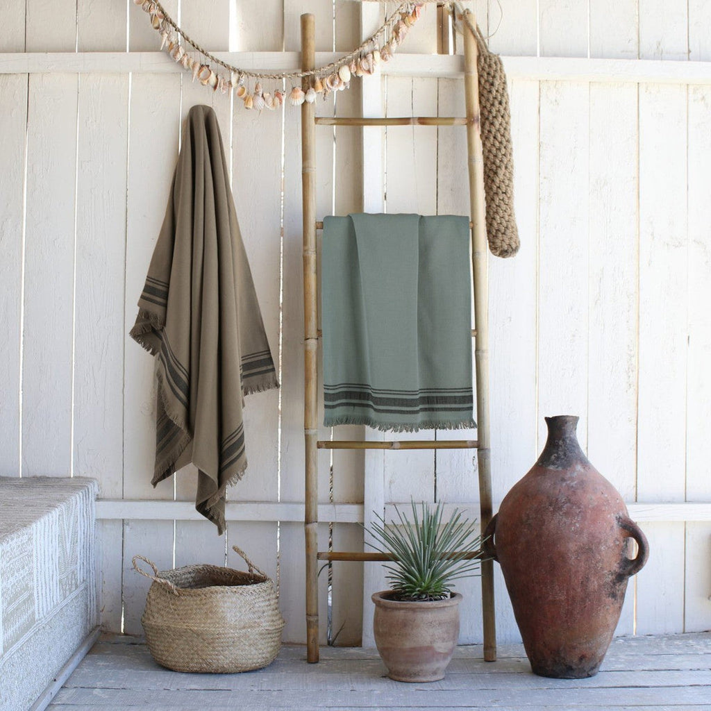 Fouta Éponge Xxl Coton Vert Lichen 200X180 Faro Vert Lichen / Noir