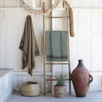Fouta Éponge Xxl Coton Vert Lichen 200X180 Faro Vert Lichen / Noir