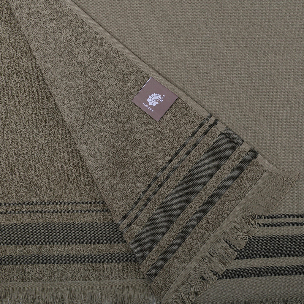 Fouta Éponge Xxl Coton Vert Lichen 200X180 Faro Vert Lichen / Noir