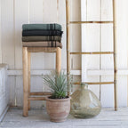 Fouta Éponge Xxl Coton Vert Lichen 200X180 Faro Vert Lichen / Noir