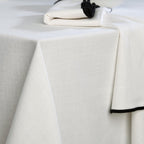 Nappe lin lavé 150x250 ERNEST blanc / noir