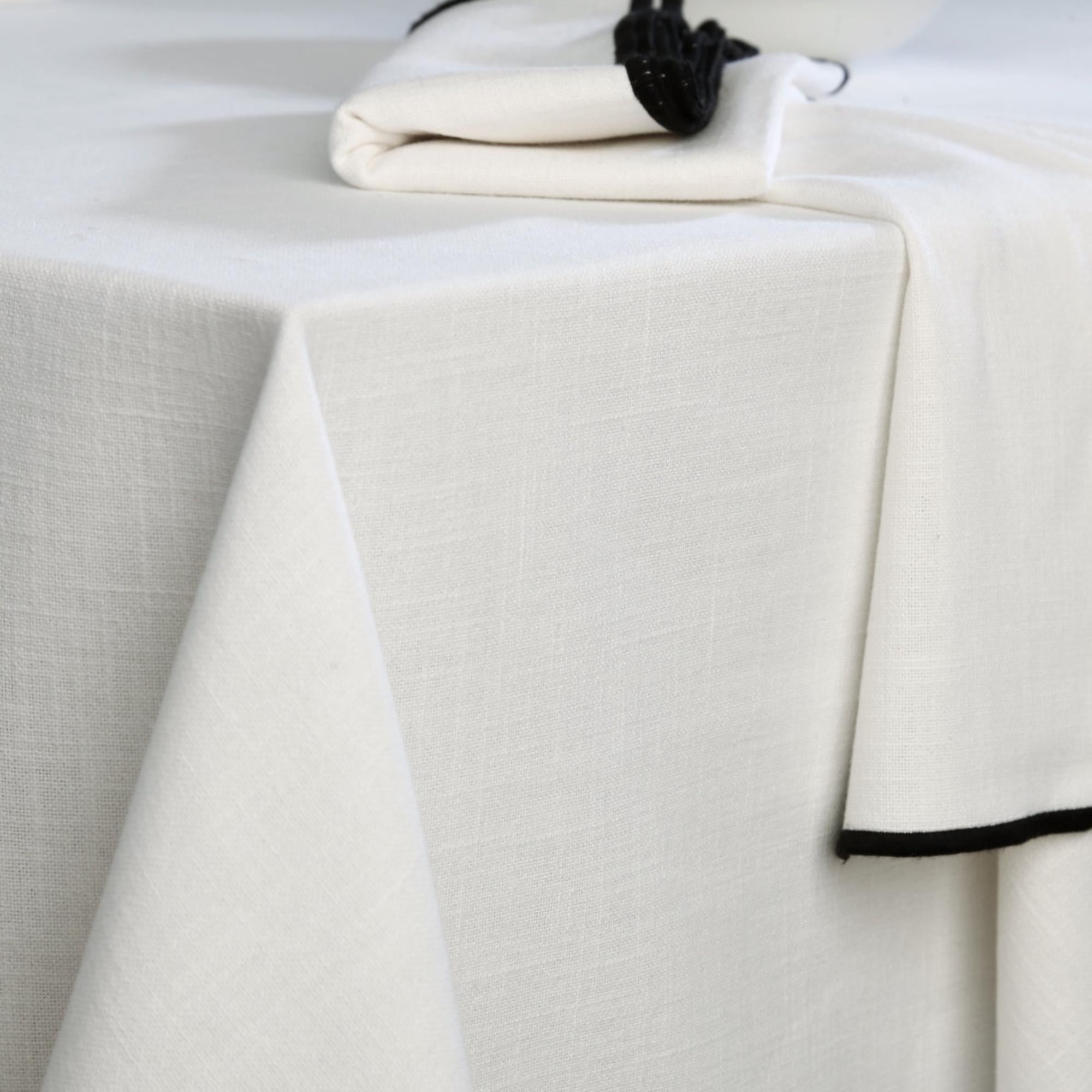 Nappe lin lavé 150x250 ERNEST blanc / noir