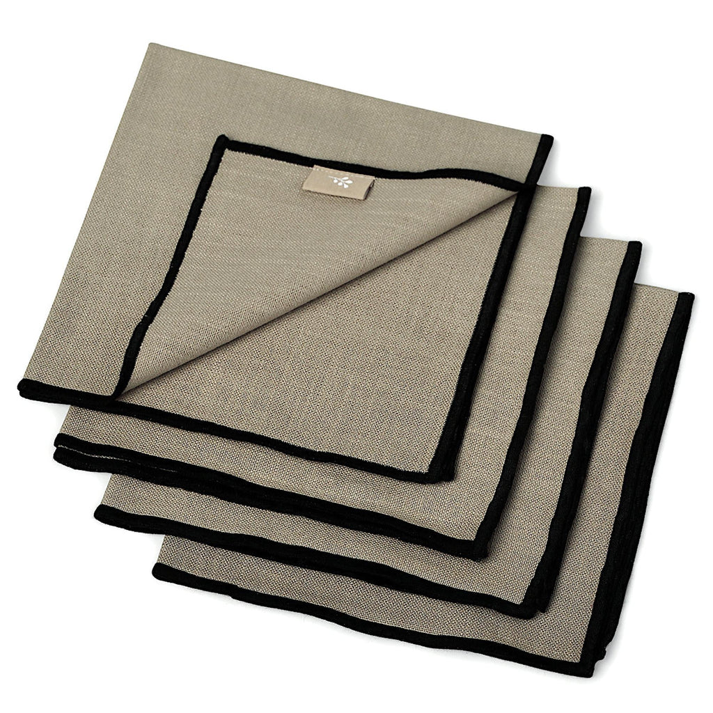 Nappe lin lavé 150x300 ERNEST naturel / noir