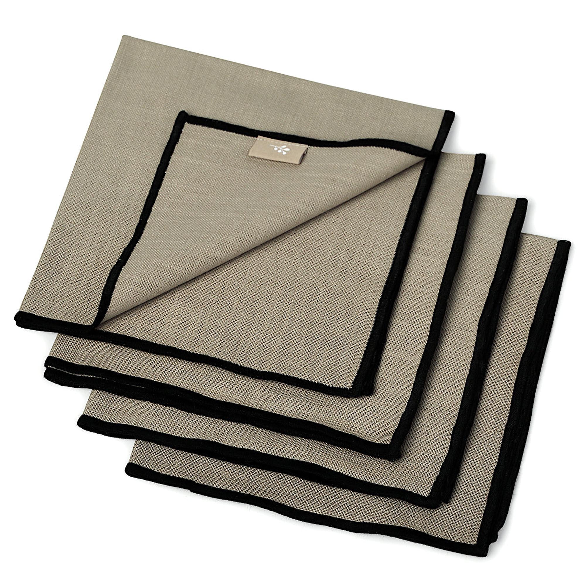 Nappe lin lavé 150x300 ERNEST naturel / noir