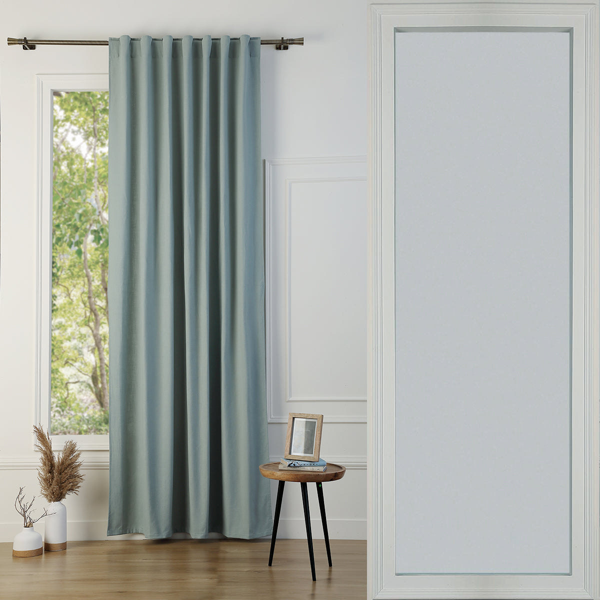 Louis - Rideau À Passant - Toile De Coton - Vert Céladon