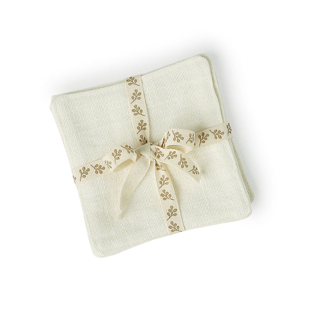 Set of 4 Coasters - Louis - Cotton Canvas - White