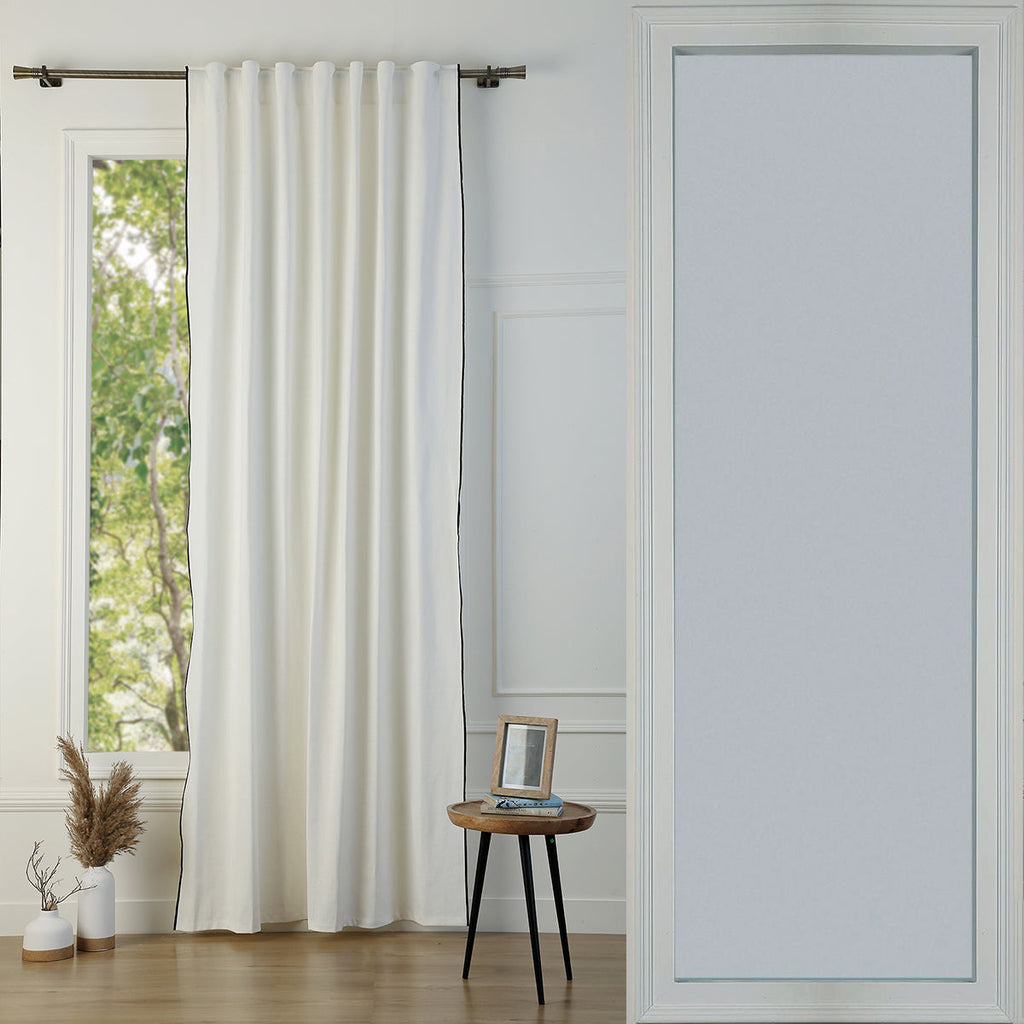 Jules - Tab-Top Curtain - Cotton Canvas - White/Black