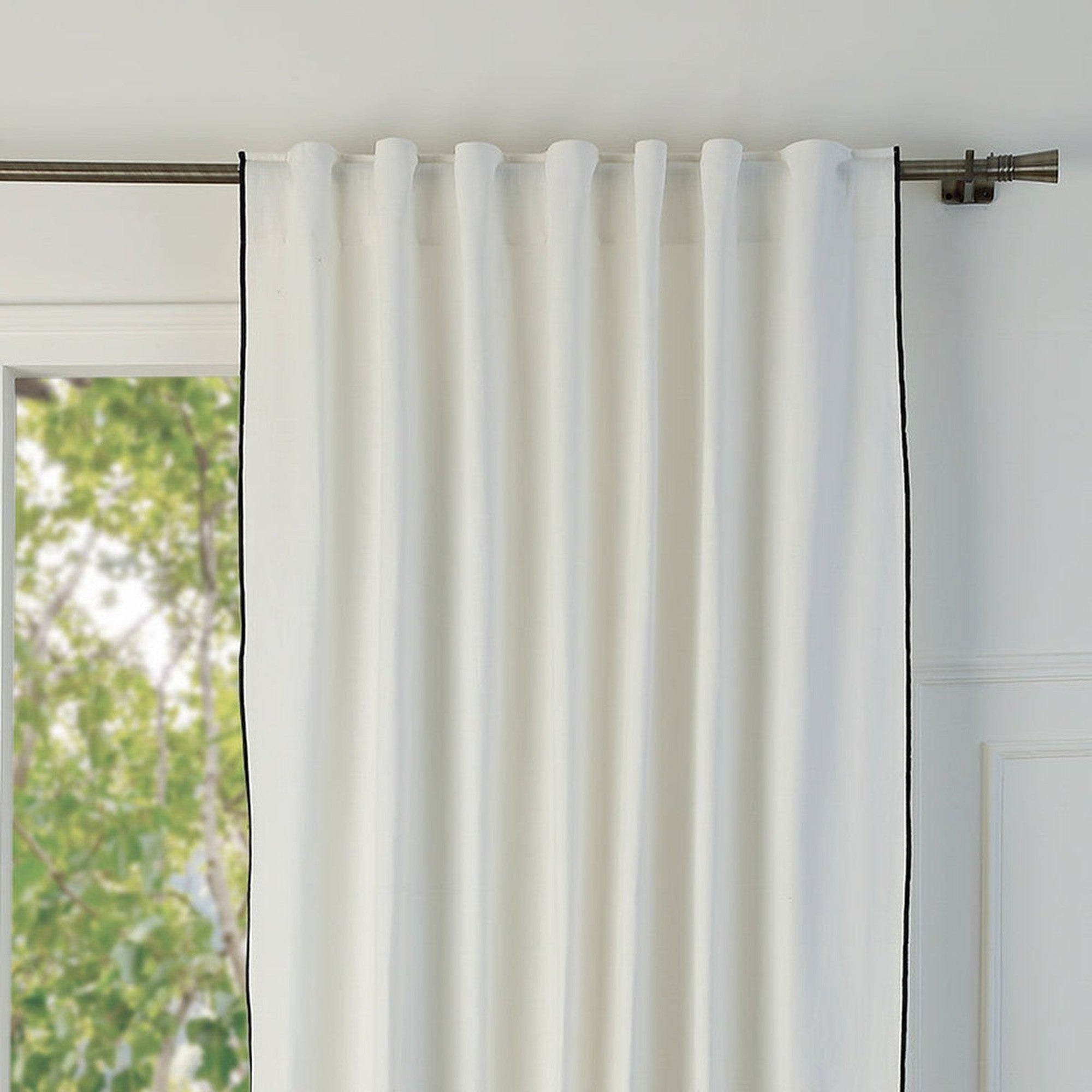 Jules - Tab-Top Curtain - Cotton Canvas - White/Black