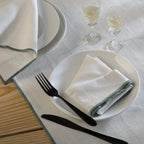 Jules - Lot De 4 Serviettes De Table - Blanc/Céladon