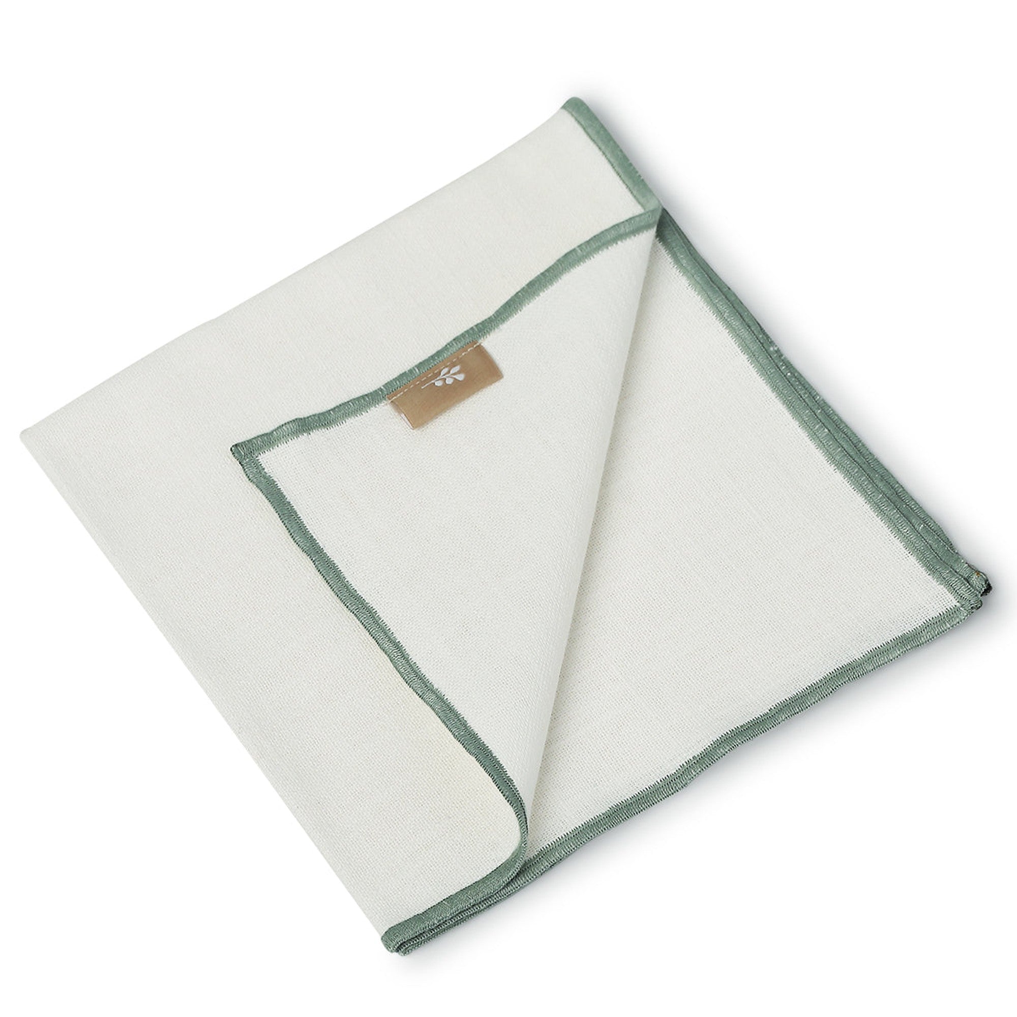Jules - Lot De 4 Serviettes De Table - Blanc/Céladon