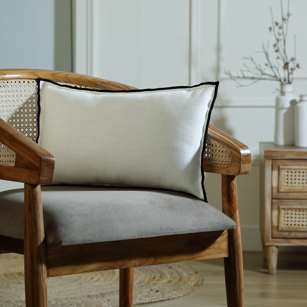 Jules - Cojín - Lona De Algodón - Blanco/Negro