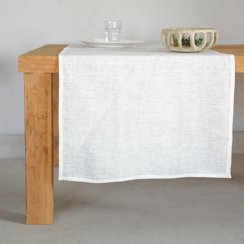 Chemin De Table Lin Lavé 50X150 Paul Blanc
