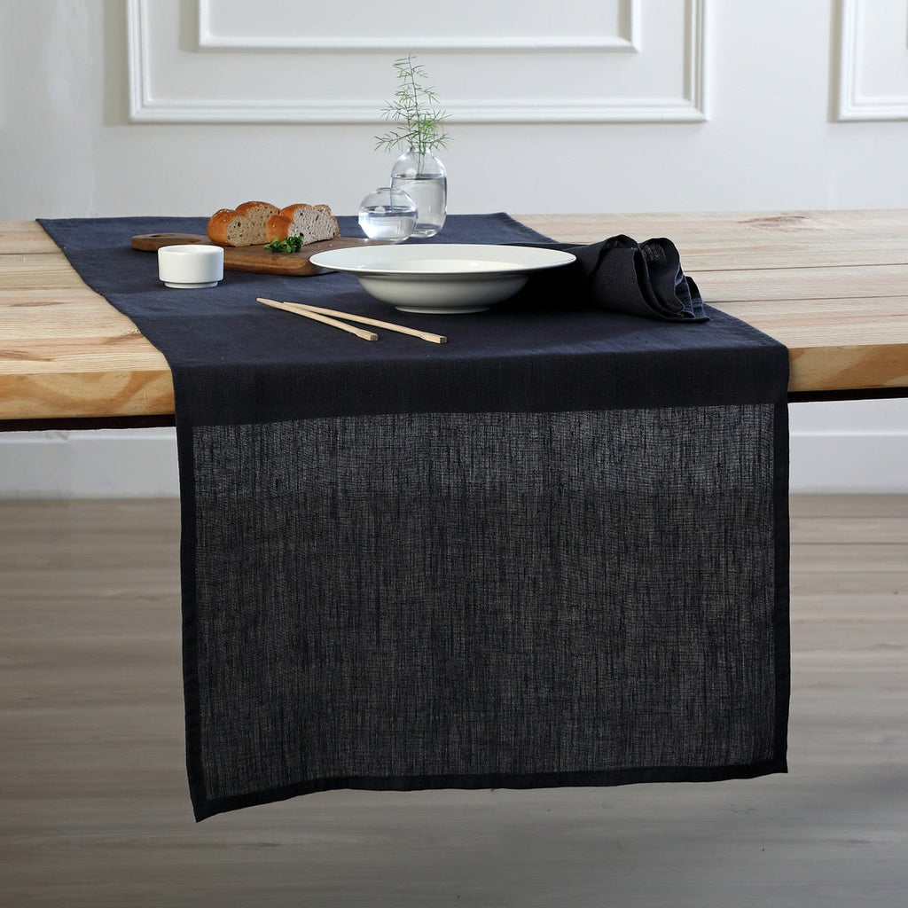 Paul Table Runner - Charcoal - Washed Linen