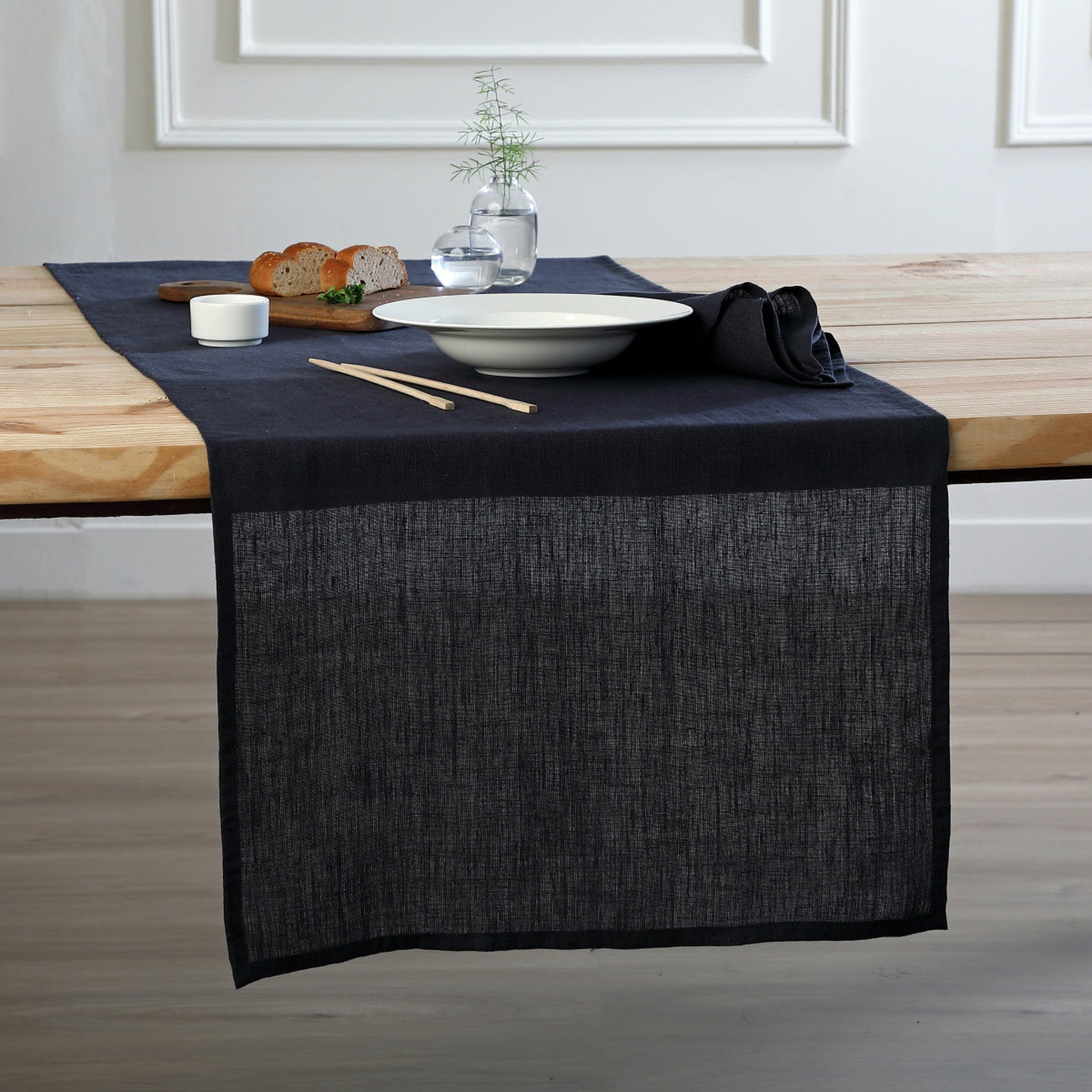 Paul Table Runner - Charcoal - Washed Linen