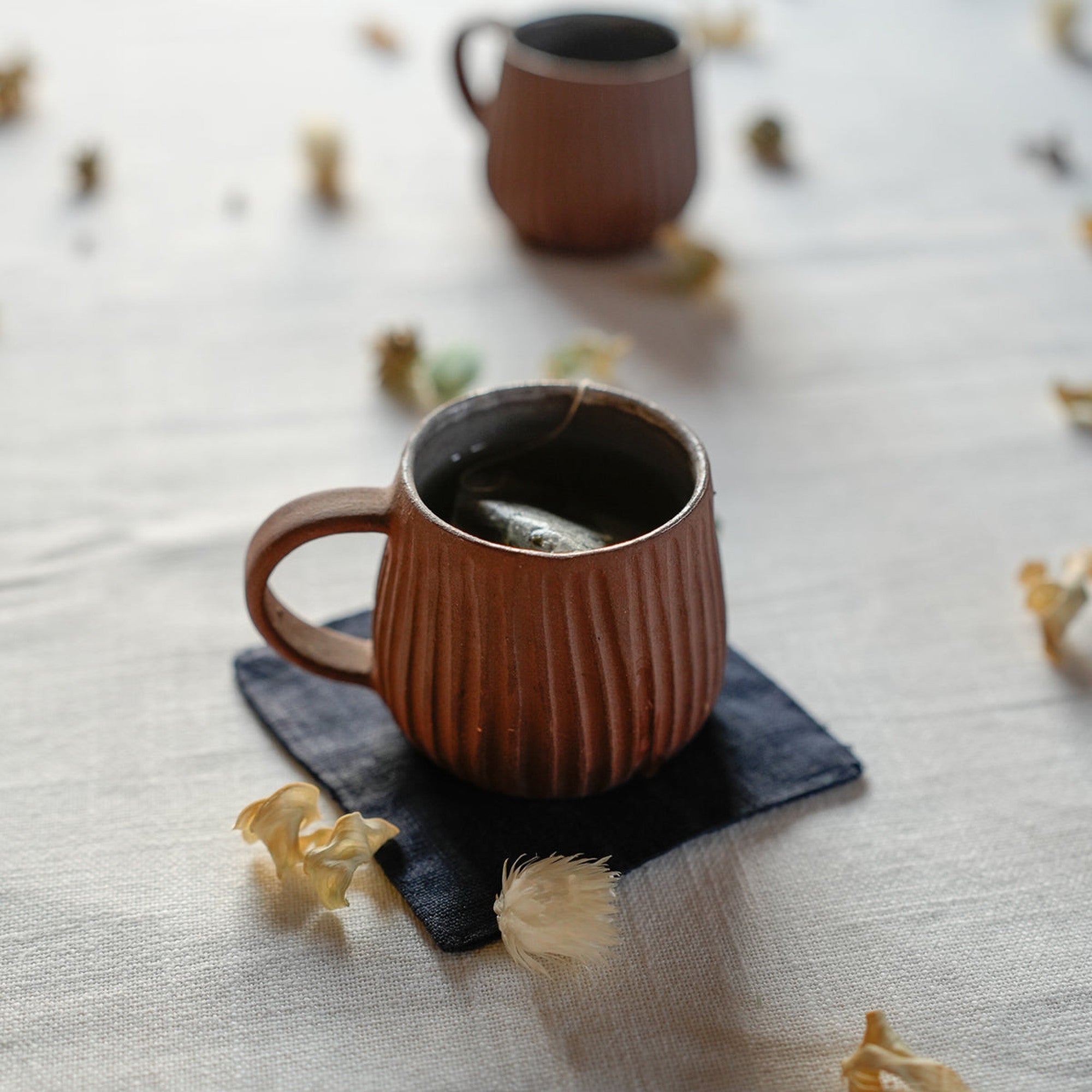 Set of 4 Coasters - Paul - Washed Linen - Charcoal
