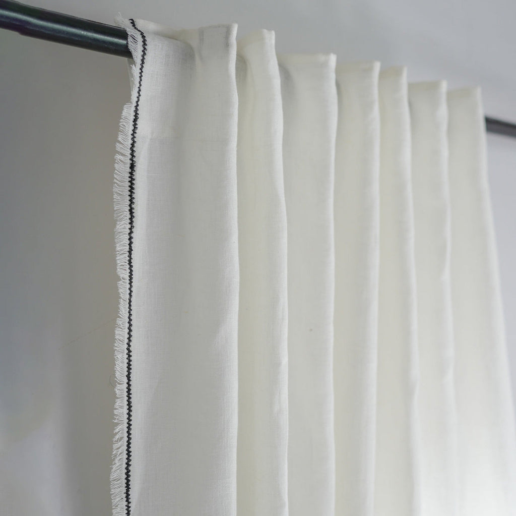 Gabriel - Tab-top Curtain - Washed Linen - White/Black
