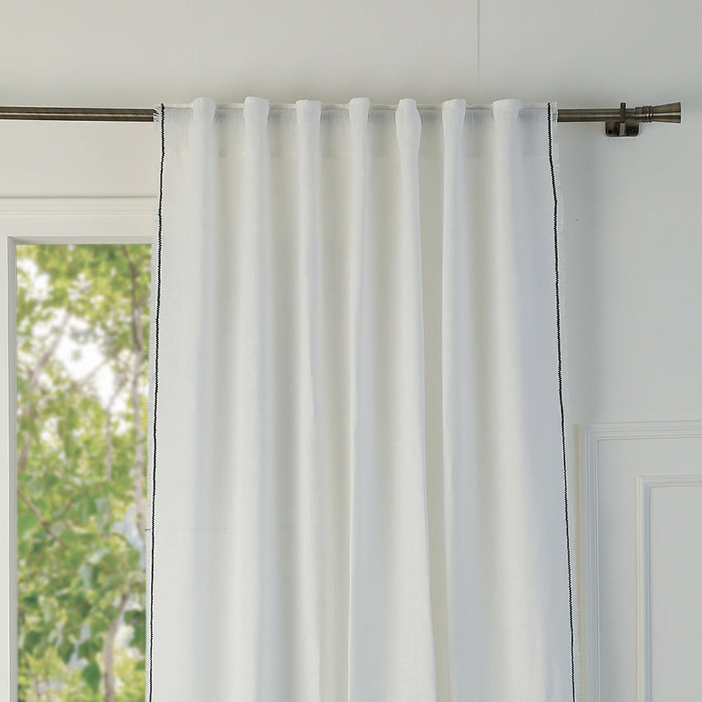 Gabriel - Tab-top Curtain - Washed Linen - White/Black