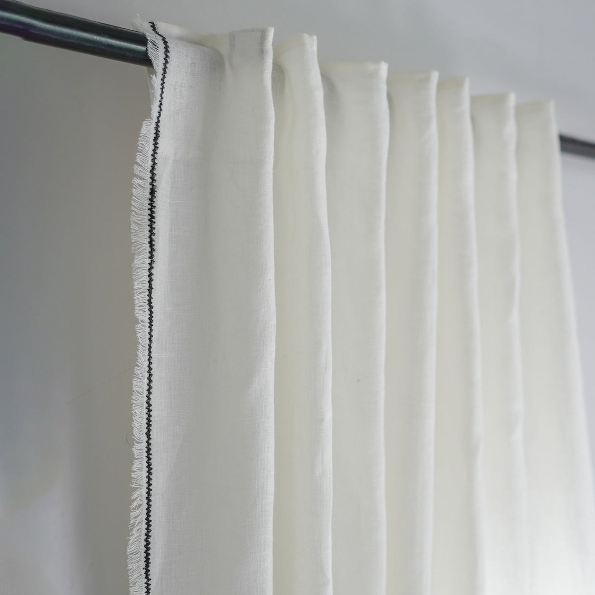 Gabriel - Tab-top Curtain - Washed Linen - White/Black