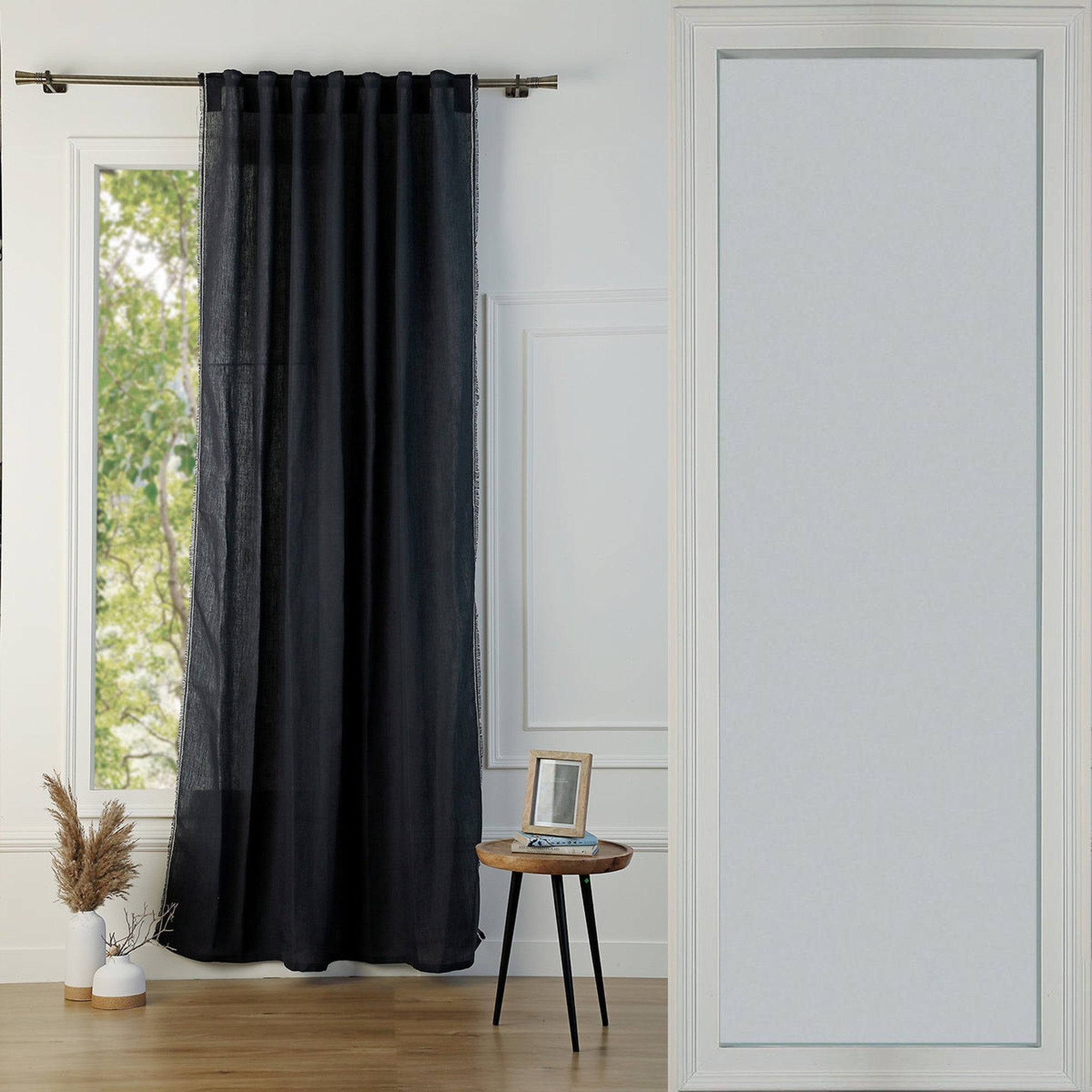Gabriel - Cortina con trabillas - Lino lavado - Gris carbón/Arena