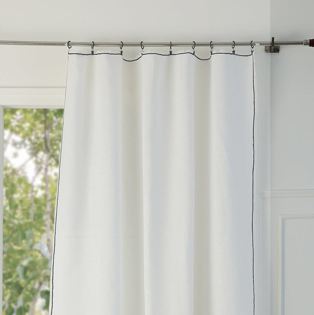 Gabriel - Curtain Panel - Washed Linen - White/Black