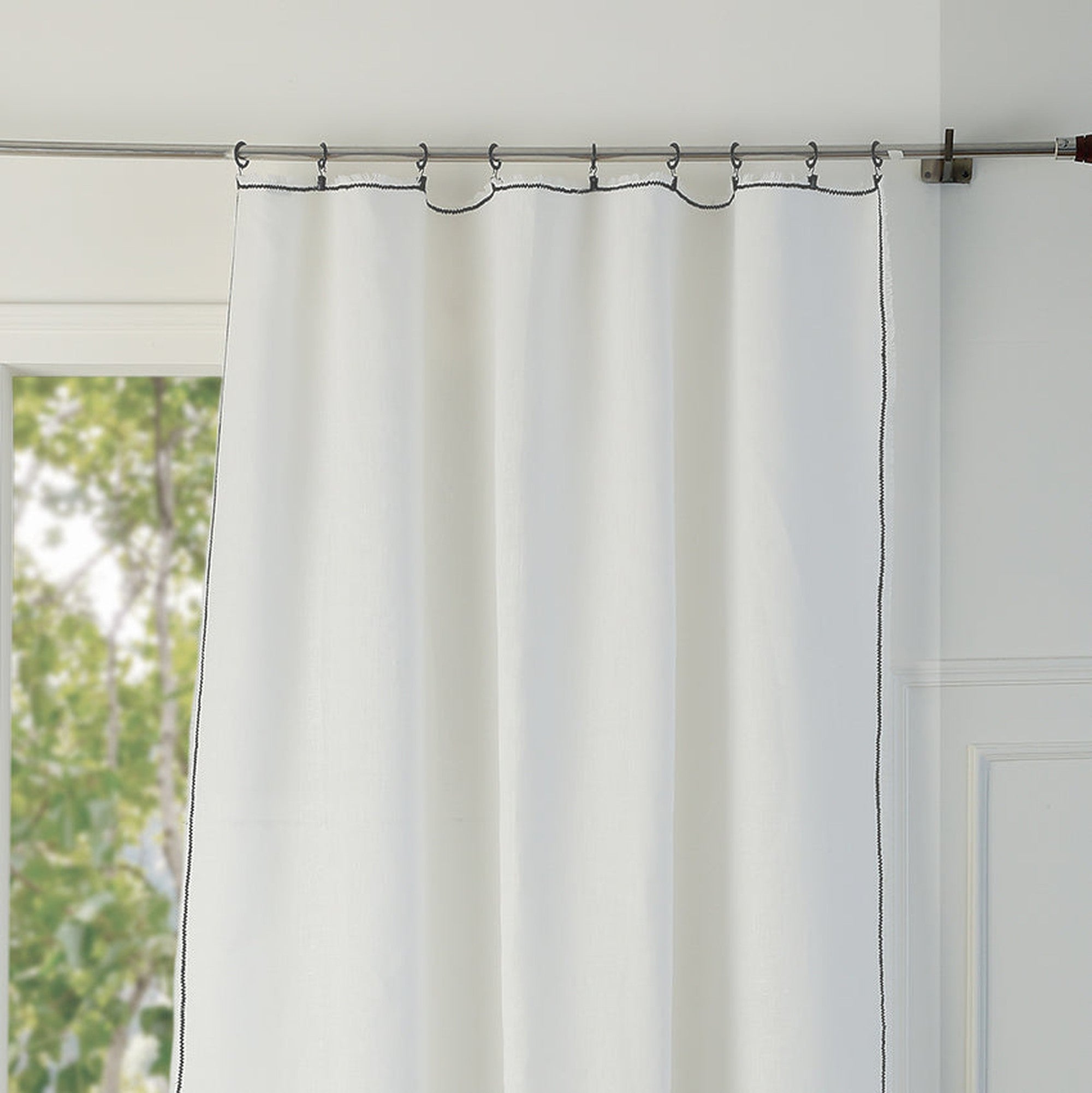 Gabriel - Curtain Panel - Washed Linen - White/Black