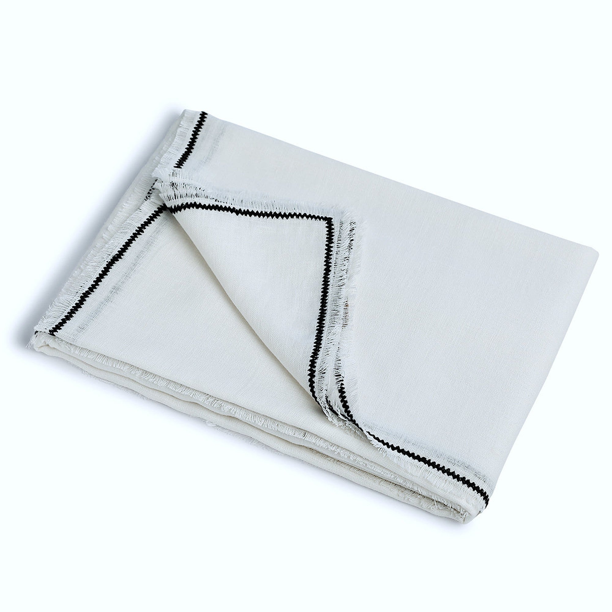 Washed Linen Tablecloth 140x140 - Gabriel - White / Black
