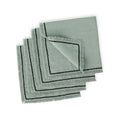 Set of 4 Washed Linen Napkins 45x45 - Gabriel - Celadon Green / Black